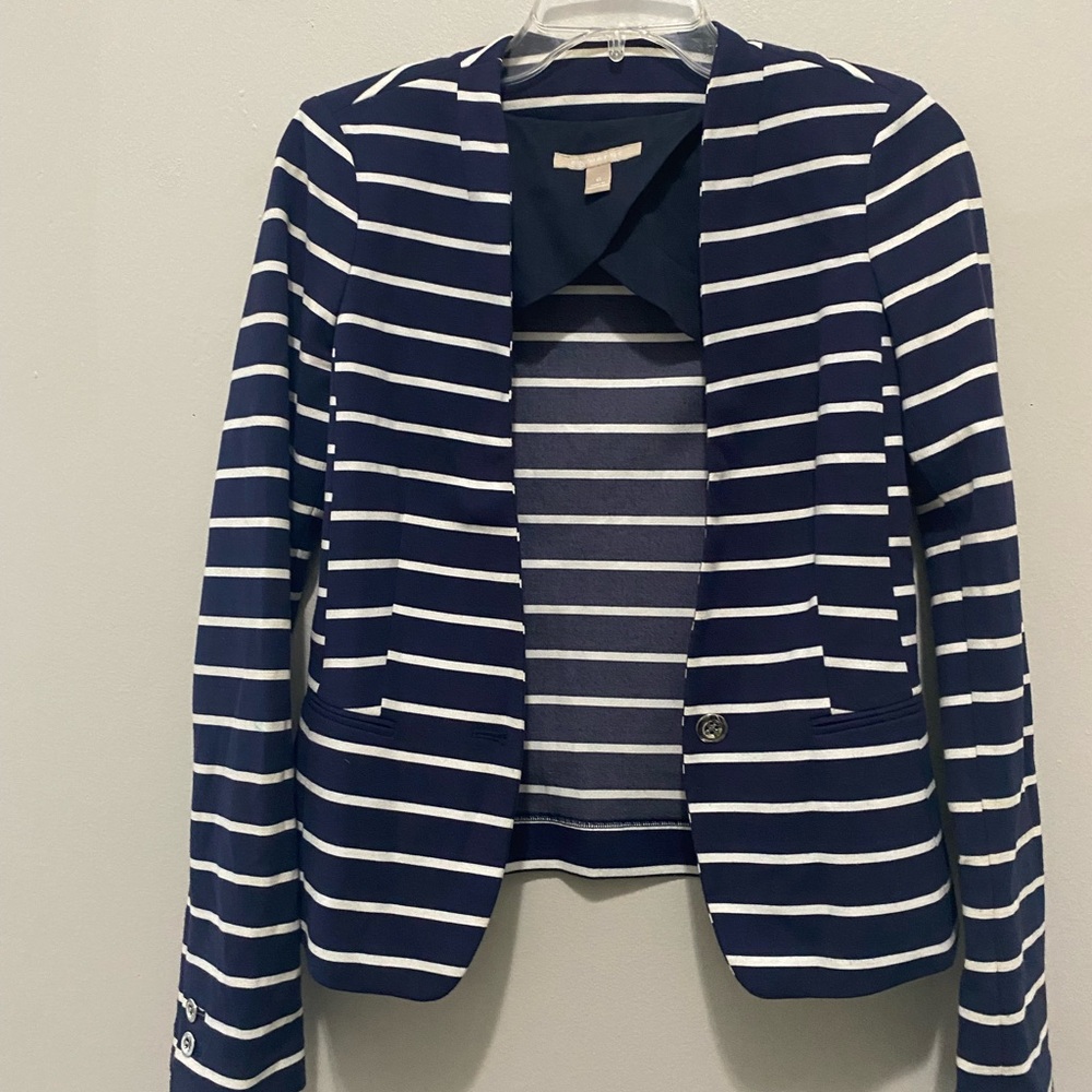 Banana Republic Navy and White Striped Blazer